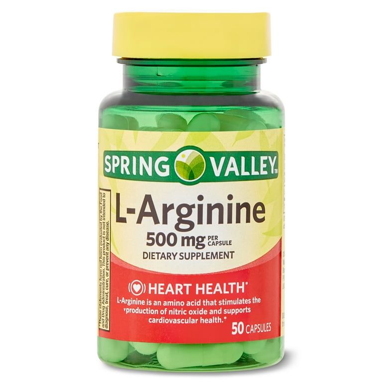 Spring Valley L Arginine Amino Acid Supplements, 500 mg, 50 Count