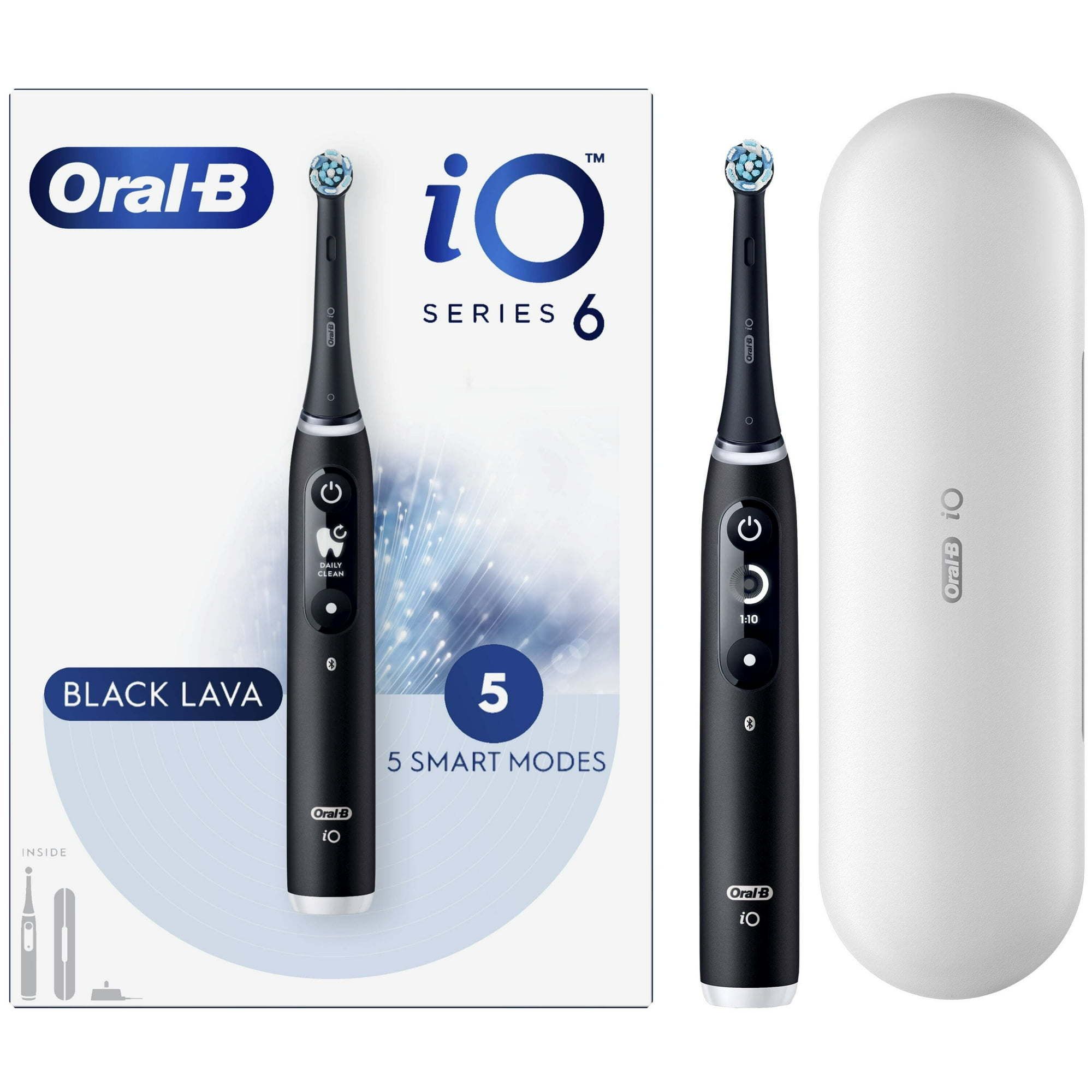Oral B iO Series 6 Electric Toothbrush with (1) Brush Head, Black Lava, for Adults & Children 3+