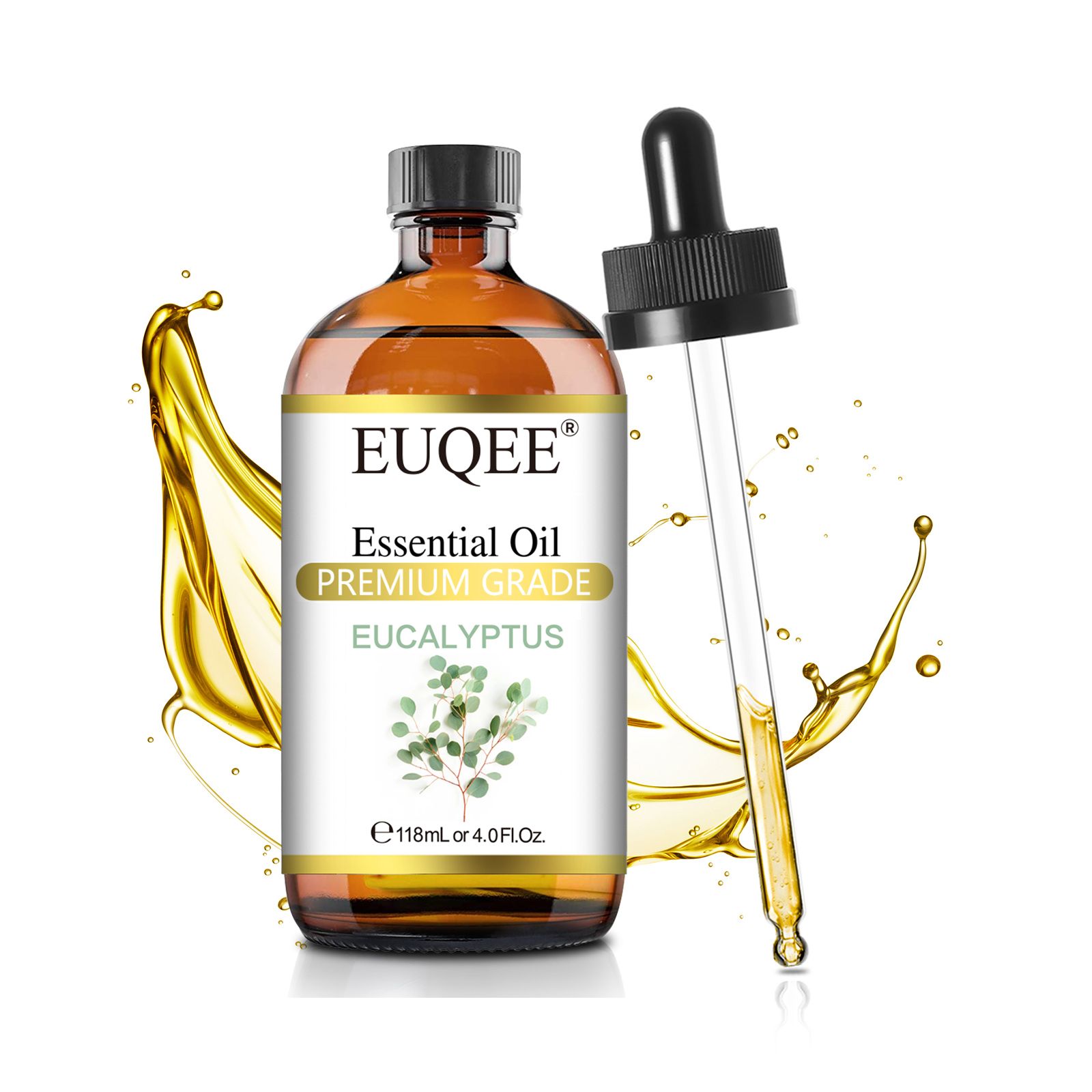 EUQEE 118ML Essential Oils with Glass Dropper|Aromatherapy, Humidifier, DIY Soap Jasmine Eucalyptus Vanilla Peppermint Aroma Oils