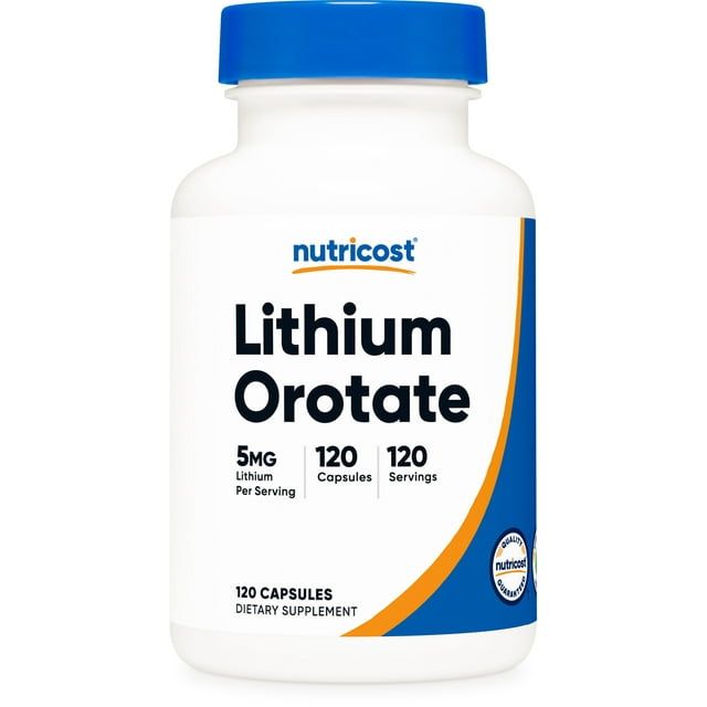 Nutricost Lithium Orotate 5mg, 120 Capsules Non GMO, Gluten Free, Supplement