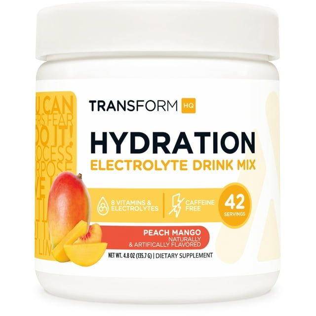Nutricost TransformHQ Hydration 42 Servings (Peach Mango) Electrolytes, Mental Clarity, Vitamins