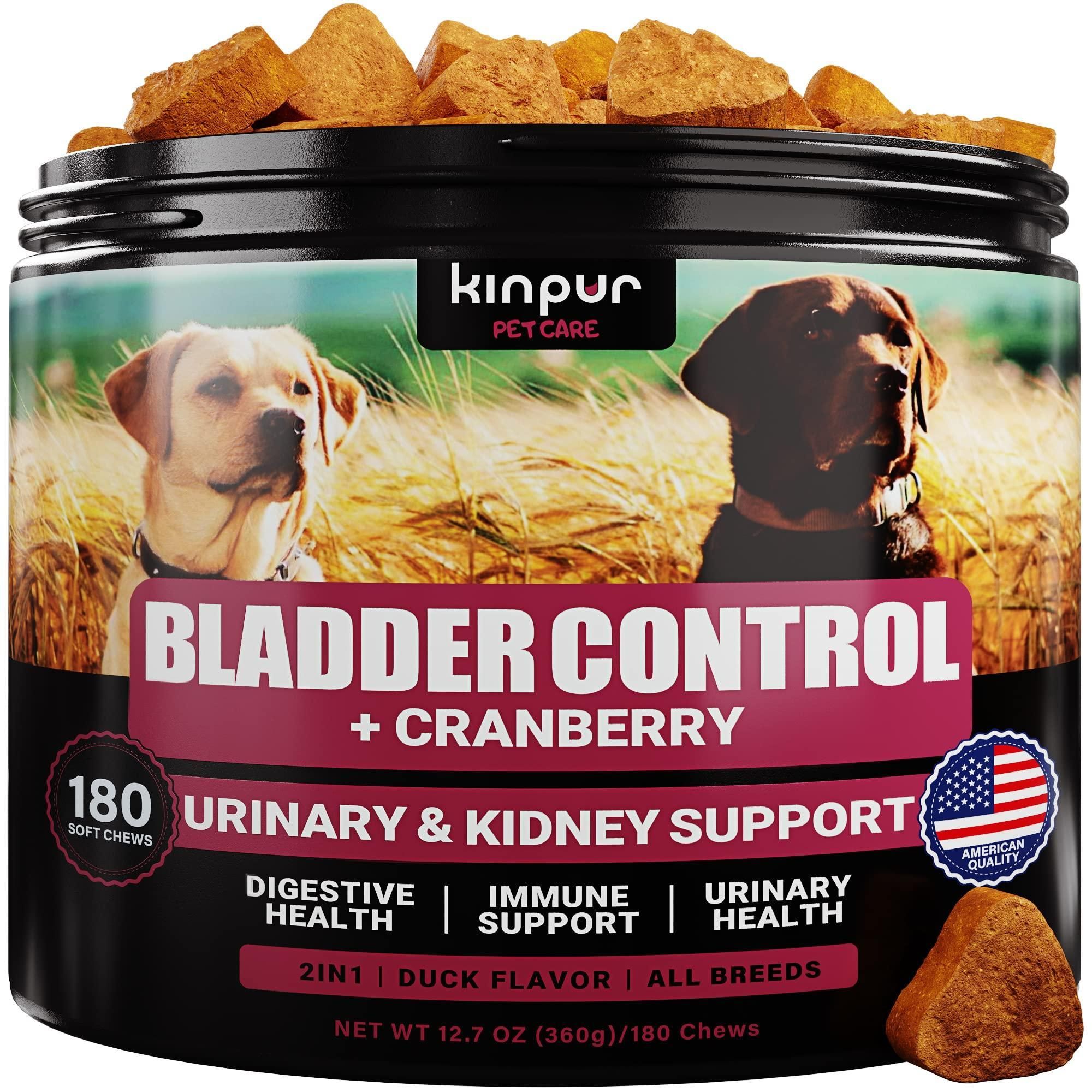 Kinpur Pet Care 180 Cranberry Chews Dog Cranberry Supplement Natural Aid for Urinary Tract Bladder Kidney Health Immune Support for Dogs of All Ages and Breeds Duck Flavor