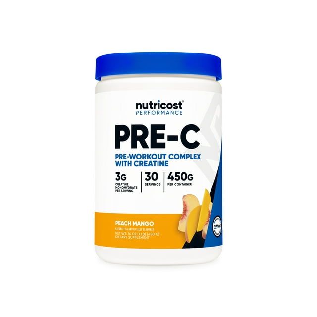 Nutricost Pre C, Pre Workout Complex with Creatine Powder (Peach Mango) Boost Fitness Routines, 450g