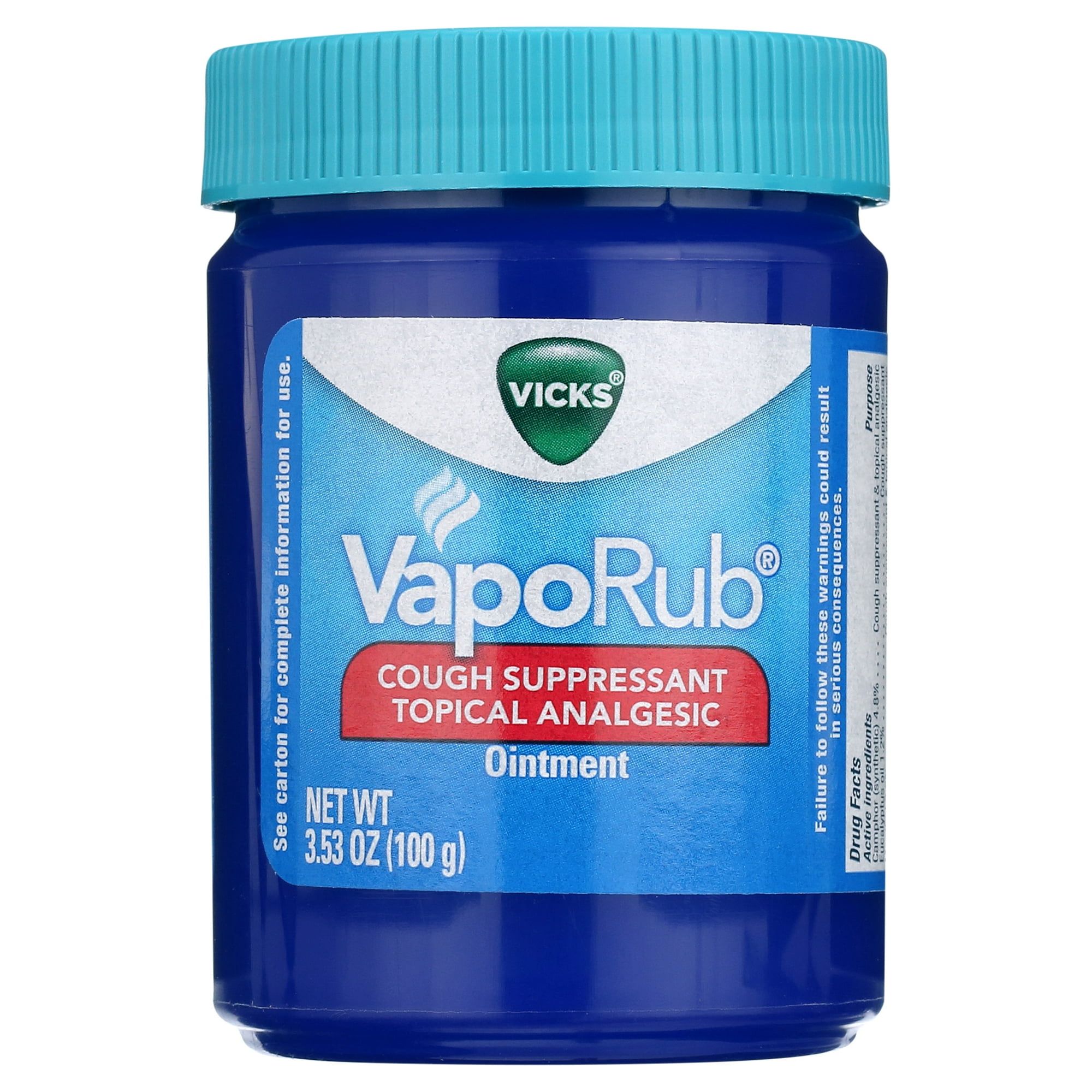 Vicks VapoRub Topical Cough Chest Rub & Analgesic Ointment, over the Counter Medicine, 3.53 oz