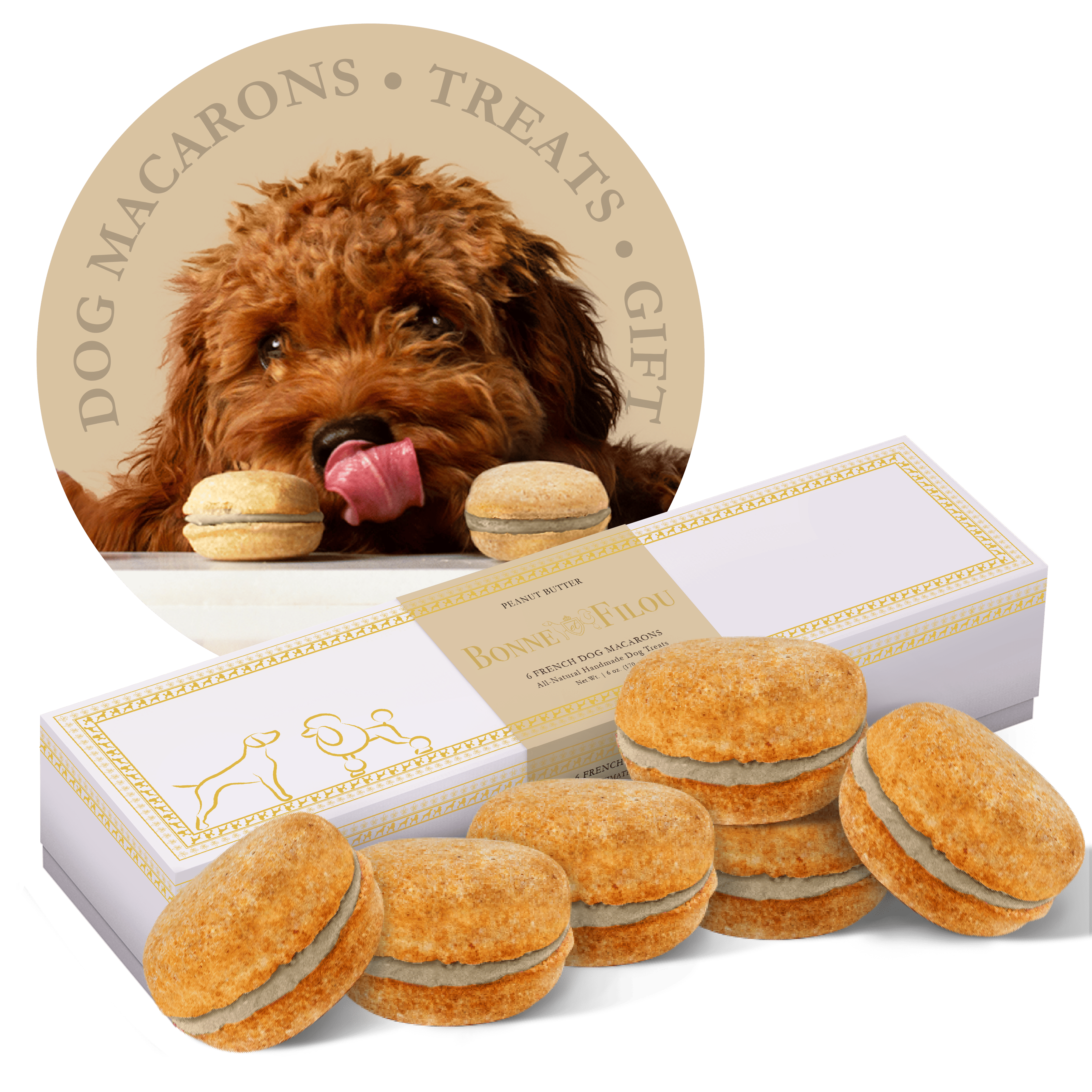 Bonne et Filou Dog Macarons Count of 6 (Dog Treats | Dog Gifts)