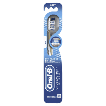 Oral B CrossAction All in One Toothbrush, Deep Plaque Removal, Soft, 1 Ct, for Adults & Children 3+