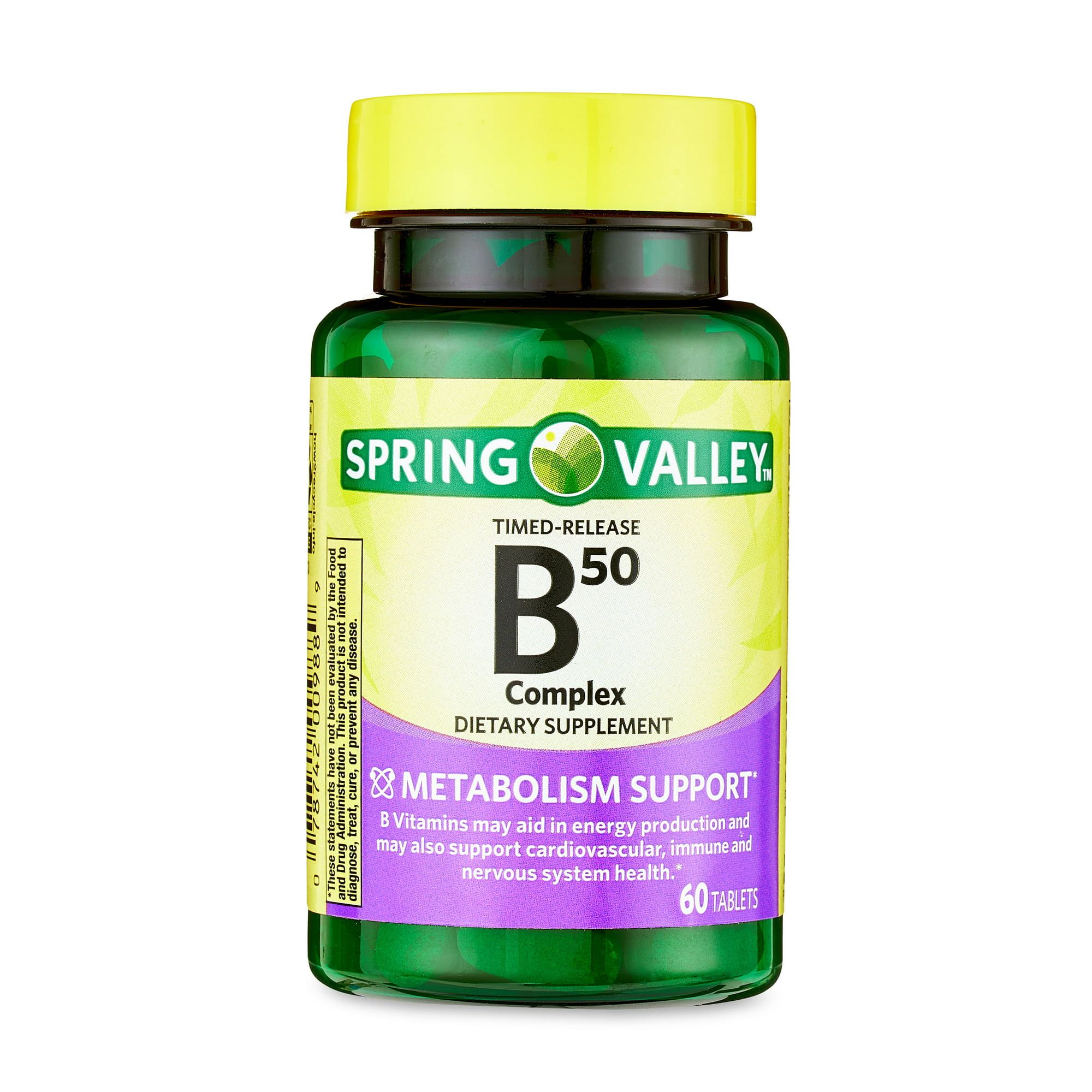 Spring Valley B 50 Complex Timed Release Tablets Dietary Supplement, 60 Count