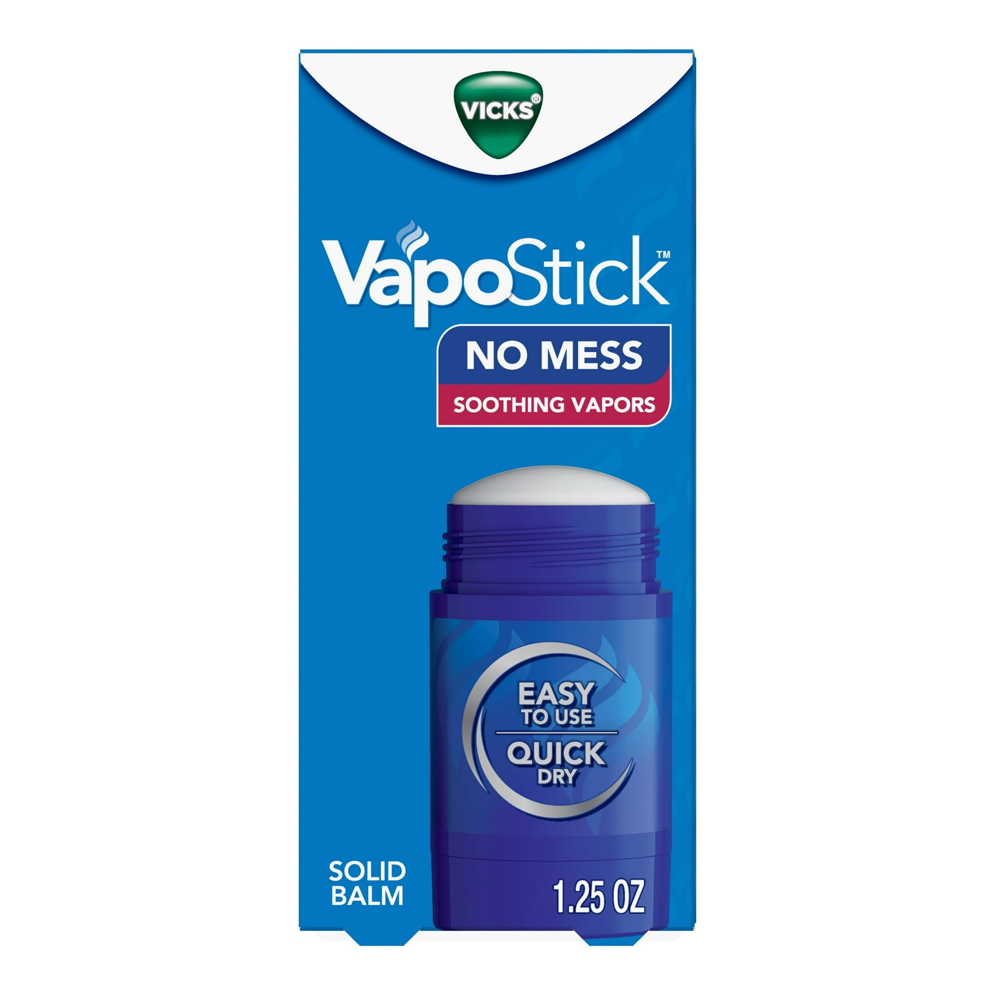 Vicks Vapo Stick, Invisible Solid Balm, Soothing Vicks Vapors for Sinus Relief, Non Medicated, 1.25 oz