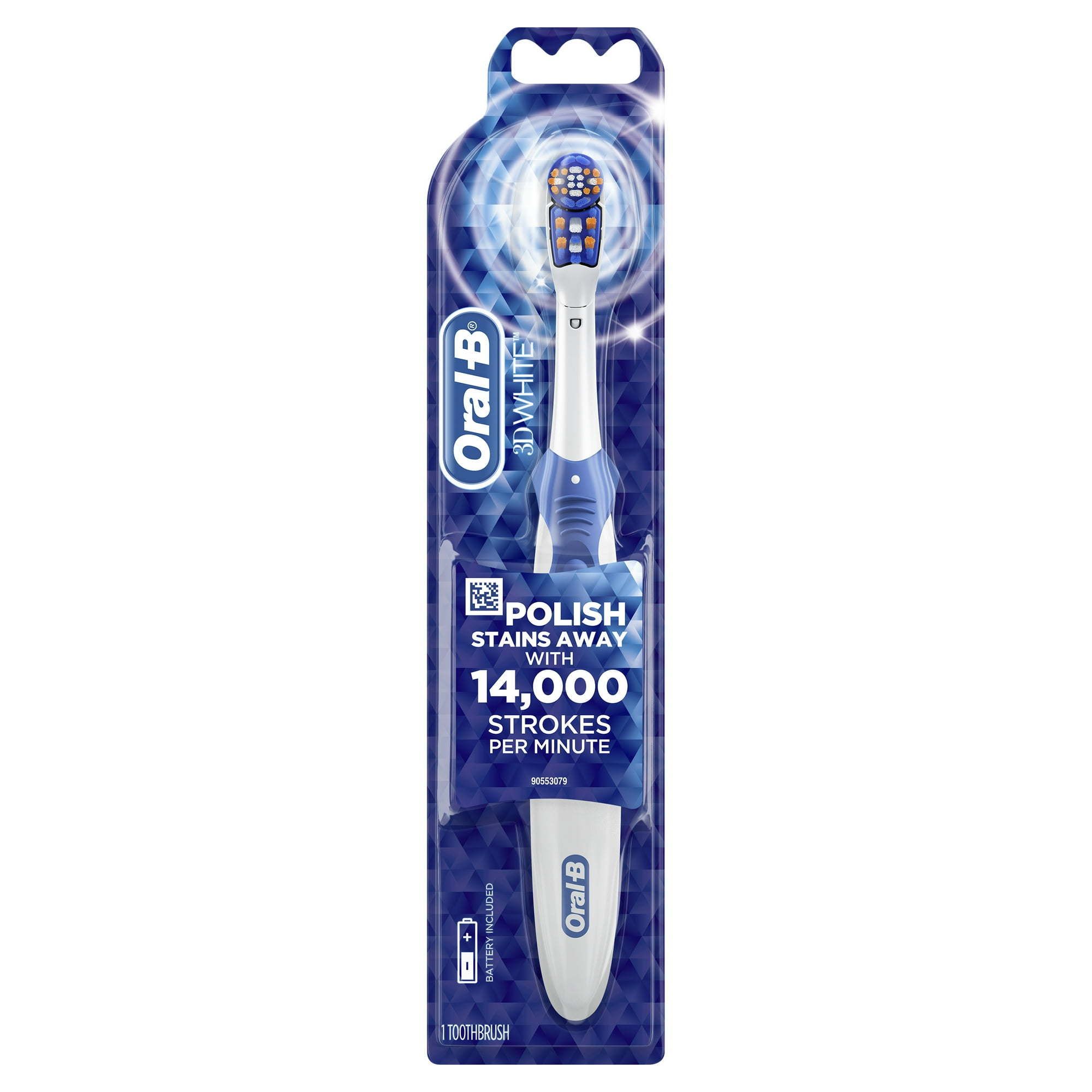 Oral B 3D White Battery Toothbrush, 1 Count, Colors May Vary, for Adults and Children 3+