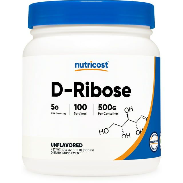 Nutricost D Ribose Powder 500 Grams 100 Servings, 5000mg Per Serving Gluten Free Supplement