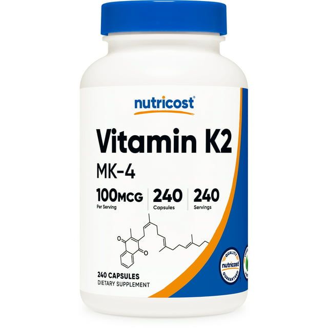 Nutricost Vitamin K2 (MK4) 240 Capsules (100mcg) Gluten Free & Non GMO Supplement