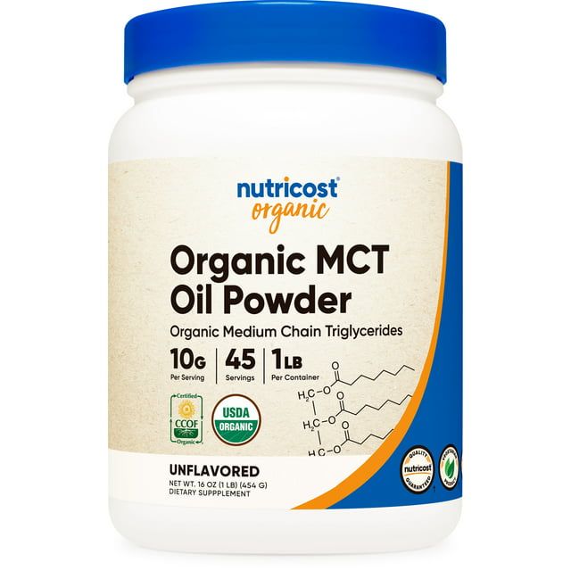 Nutricost Organic MCT Oil Powder 1 lb Certified USDA Organic Supplement