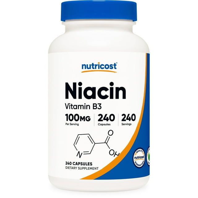Nutricost Niacin (Vitamin B3) 100mg, 240 Capsules with Flushing, Non GMO, Gluten Free