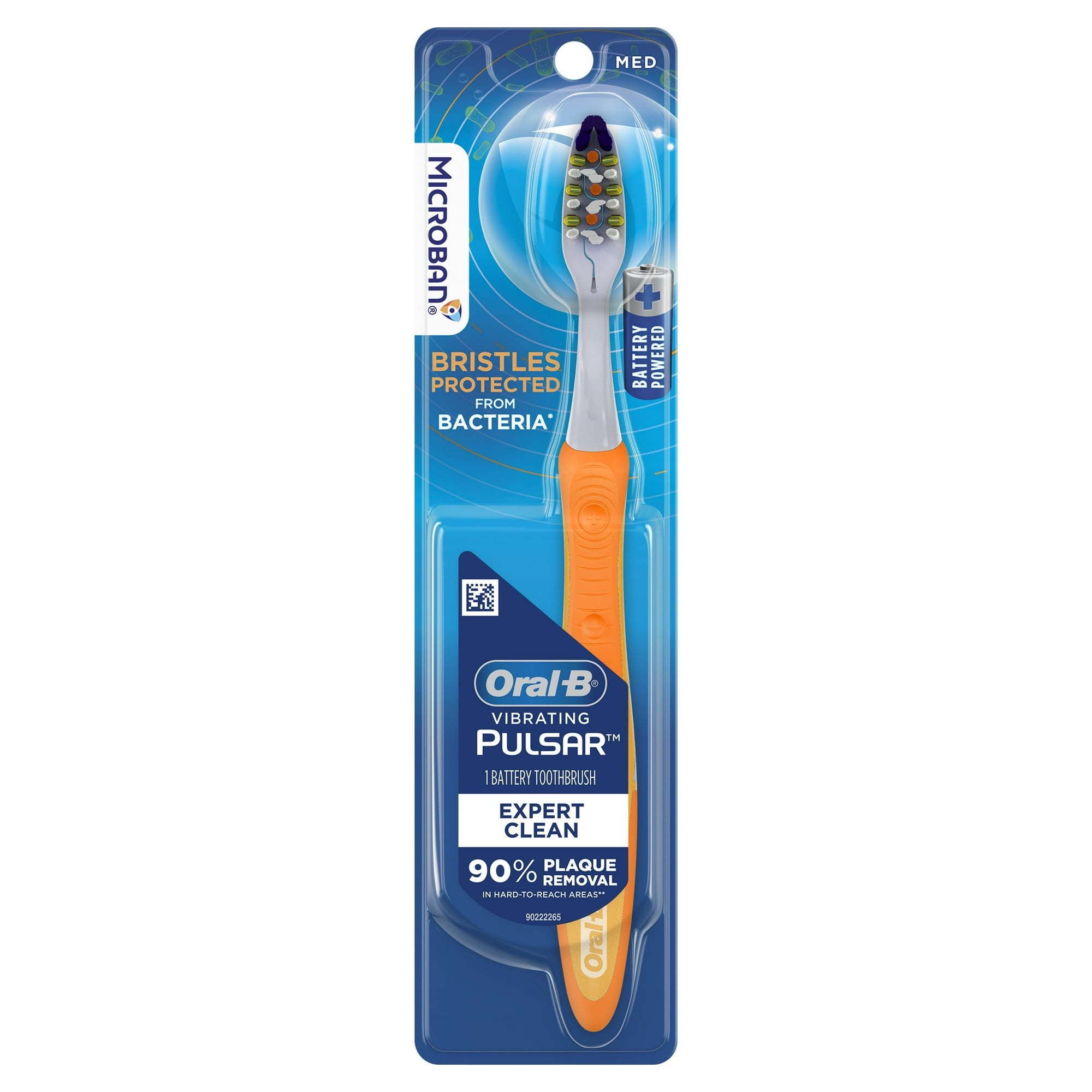 Oral B Vibrating Pulsar Battery Toothbrush, Microban, Full Head, Medium, 1 Ct, Adults & Children 3+