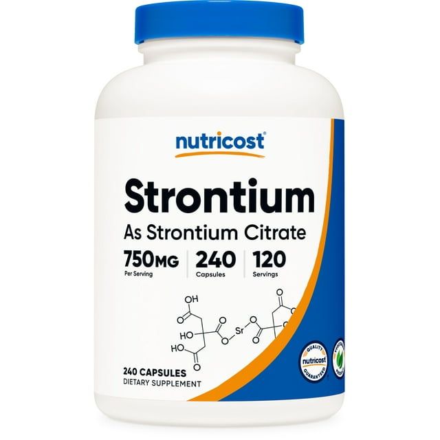 Nutricost Strontium Capsules 750mg, 240 Capsules Vegetarian, Non GMO, Gluten Free Supplement