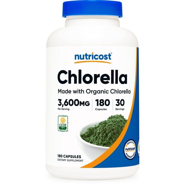 Nutricost Chlorella 3600 mg, 180 Capsules, 30 Servings Made with Organic Chlorella, Supplement