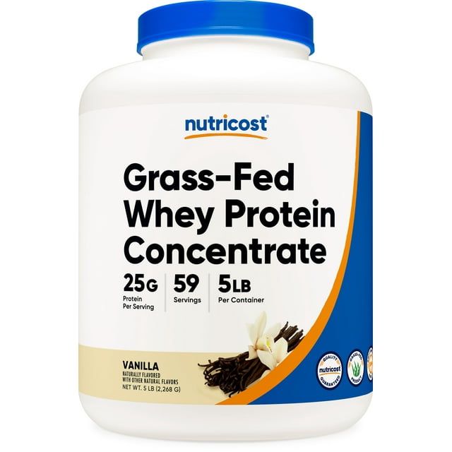 Nutricost Grass Fed Whey Protein Concentrate (Vanilla) 5LBS Non GMO, Gluten Free