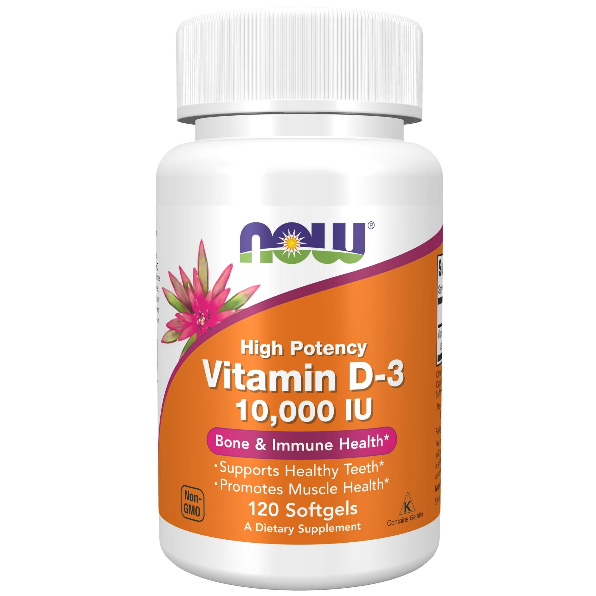 NOW Supplements, Vitamin D 3 10,000 IU, Highest Potency, Structural Support*, 120 Softgels