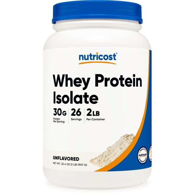 Nutricost Whey Protein Isolate Powder (Unflavored) 2LBS Non GMO & Gluten Free