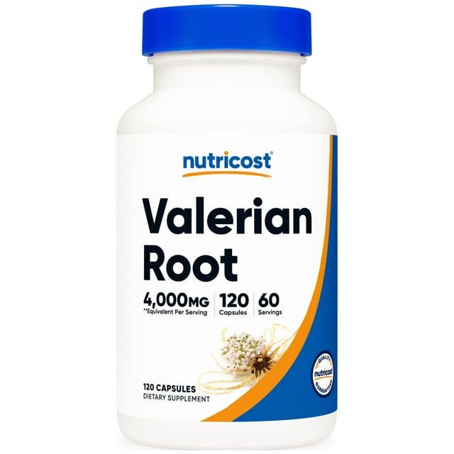 Nutricost Valerian Root Capsules (4000mg) 120 Capsules Gluten Free Supplement
