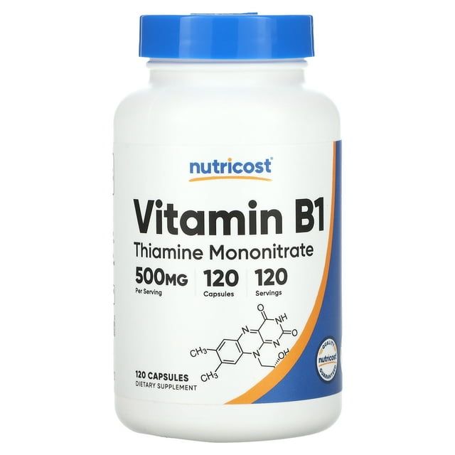 Nutricost Vitamin B1 (Thiamine) 500mg, 120 Capsules Gluten Free & Non GMO Supplement