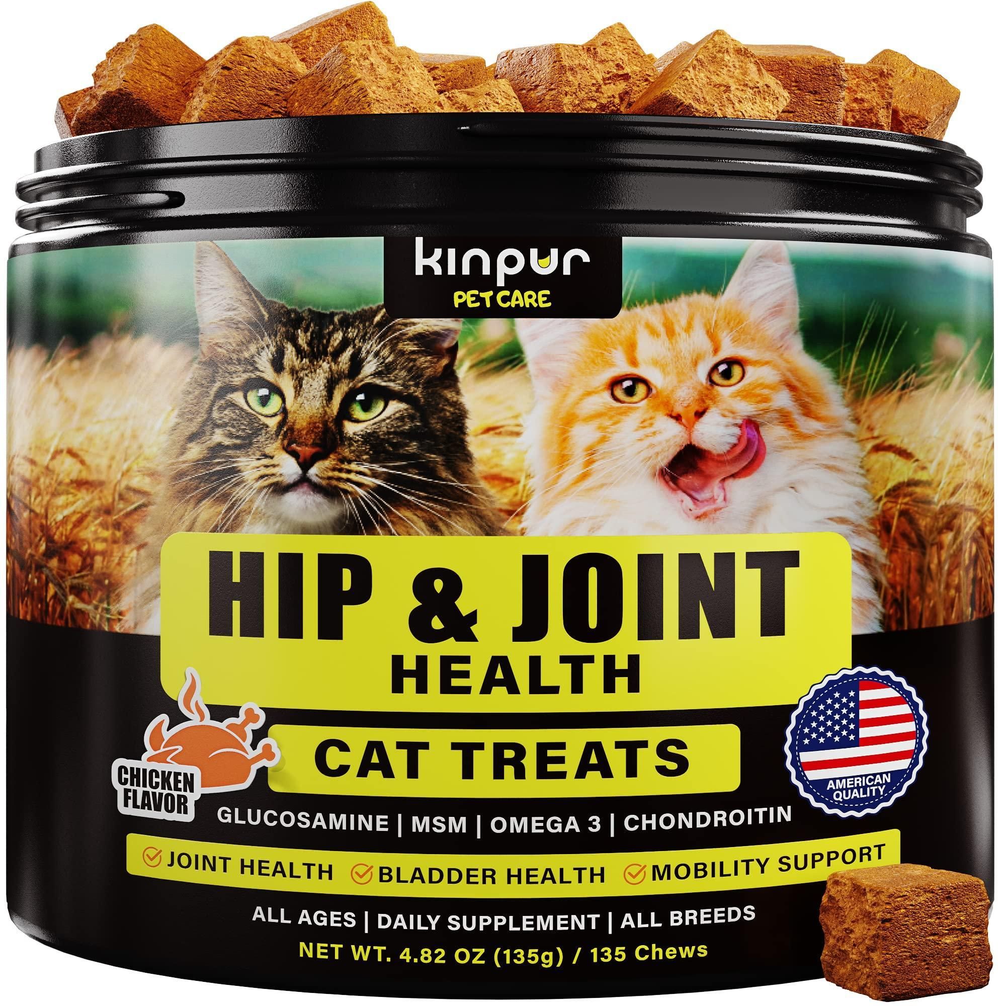 Kinpur Pet Care Natural Glucosamine for Cats Effective Cat Joint Supplement That Helps Improve Flexibility and Mobility Hip and Joint Support for Cats American Quality (135 Chews (Pack of 1))