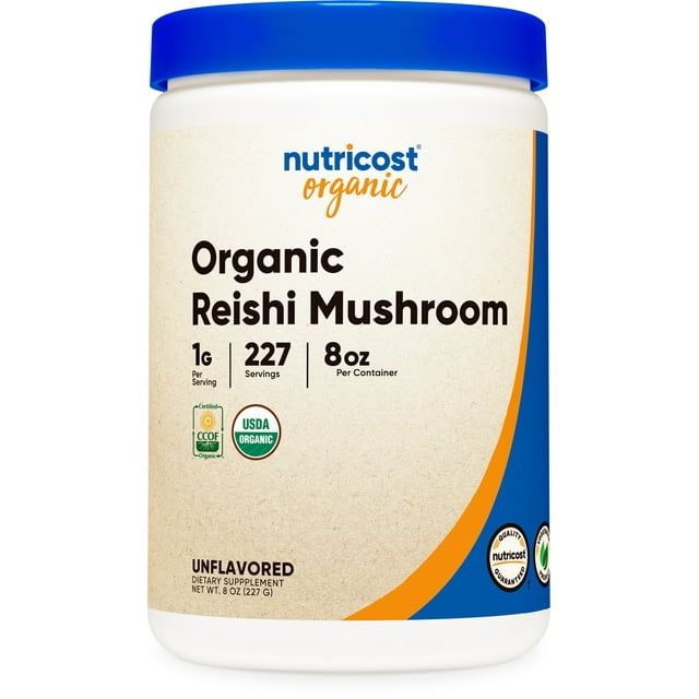 Nutricost Organic Reishi Mushroom Powder 0.5LB (8oz) USDA Certified Supplement