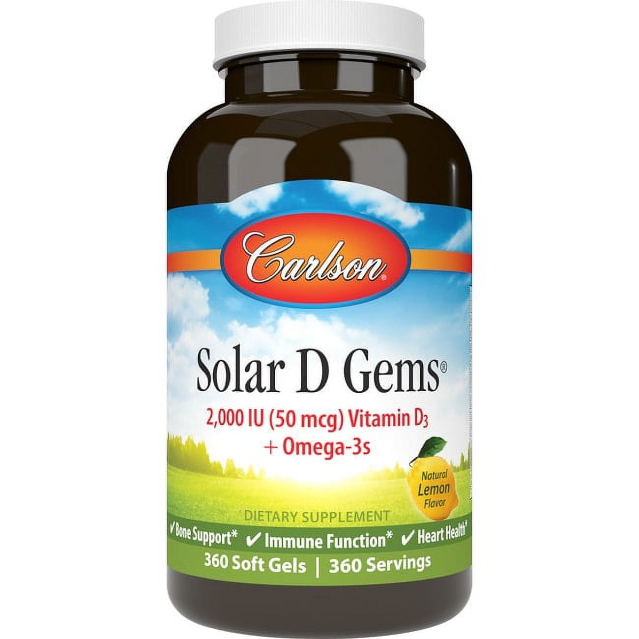 Carlson Labs Solar D Gems Vitamin D3 2000 IU 360 Softgels