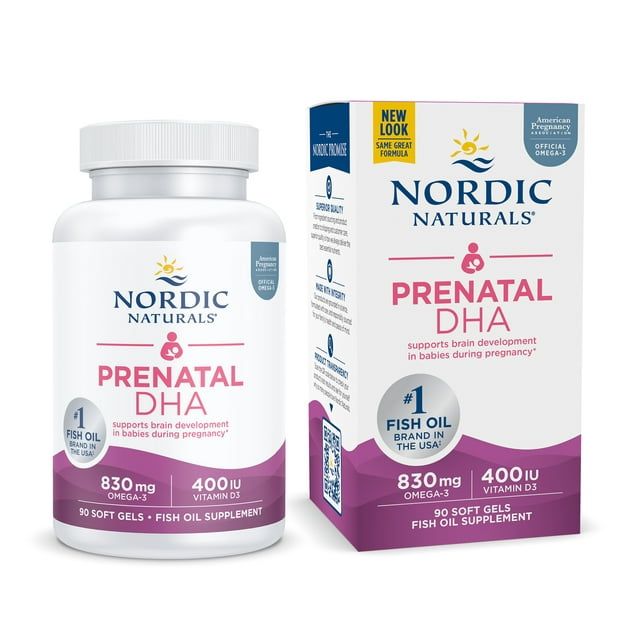 Nordic Naturals Prenatal DHA Softgels, Unflavored, 830 mg, Non GMO, 90 Ct