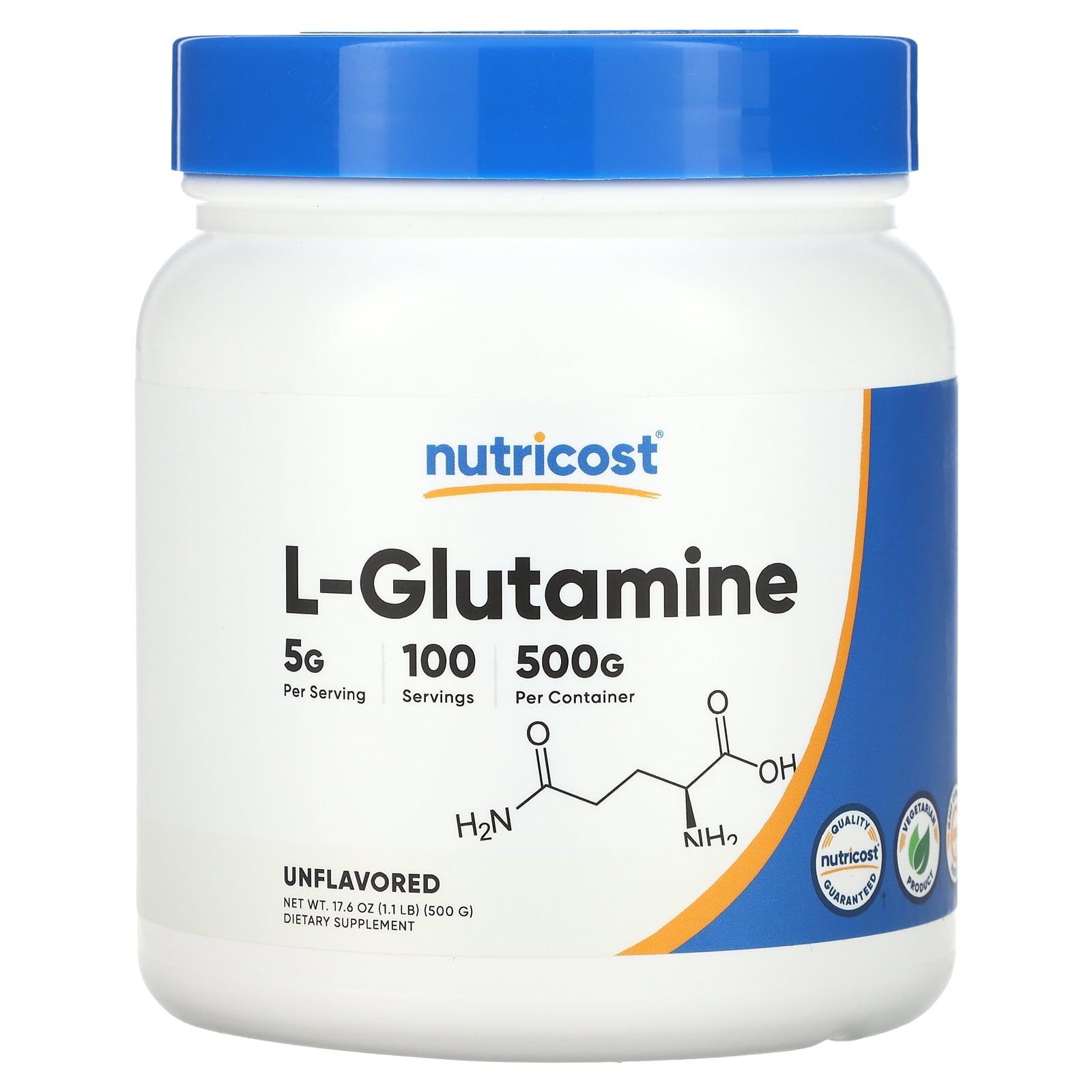 Nutricost L Glutamine Powder (500 G) 100 Servings Intra Workout Supplement