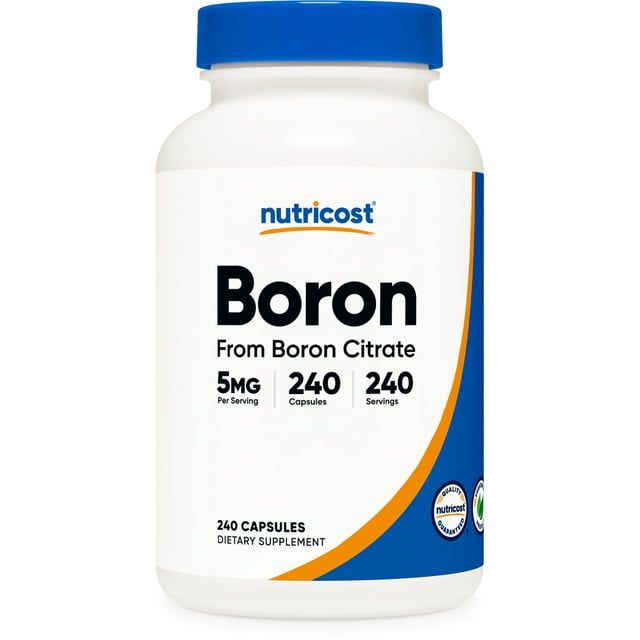 Nutricost Boron Capsules 5mg per Serving (240 Vegetarian Capsules) Non GMO Supplement