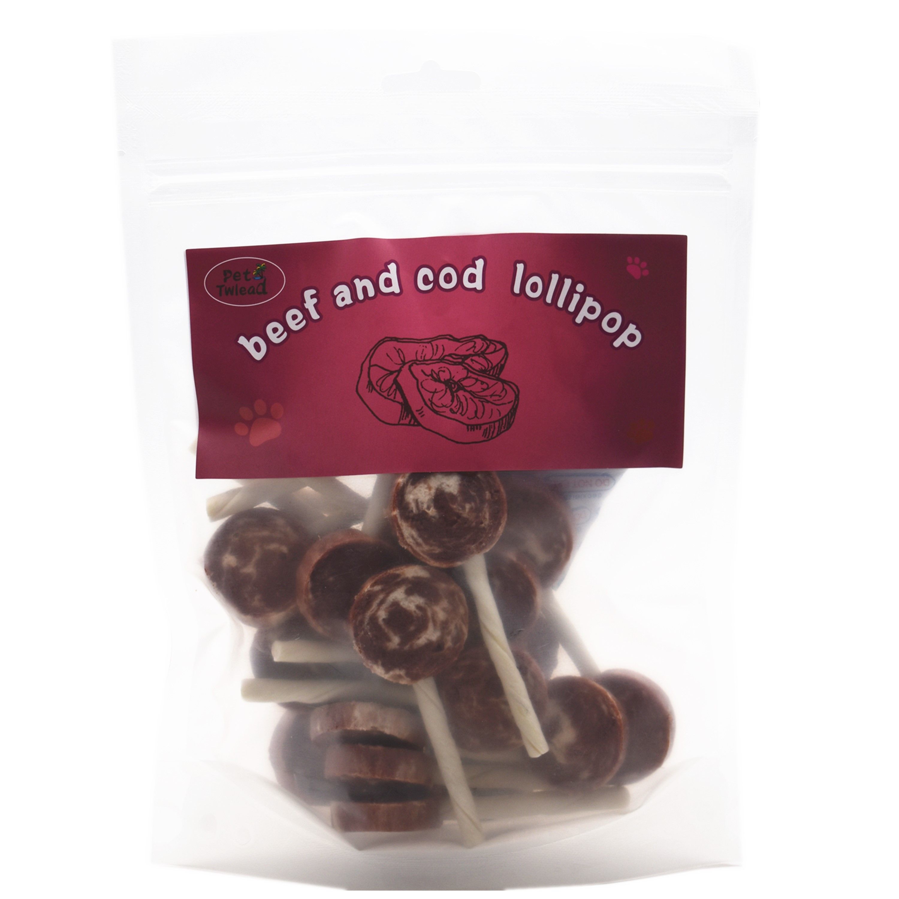 Twlead Cod And Beef Lollipop Dog Food,Pet Treats Cod And Beef Pet Food ,Organic Pet Snacks Dog Chews Deodorizing Clean Teeth,Dog Training Snacks,8oz