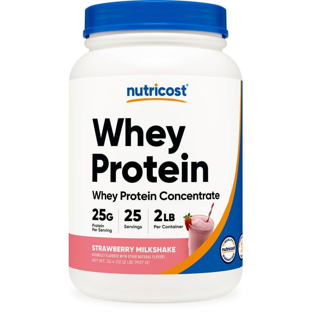 Nutricost Whey Protein Concentrate Powder (Strawberry Milkshake) 2LBS Non GMO