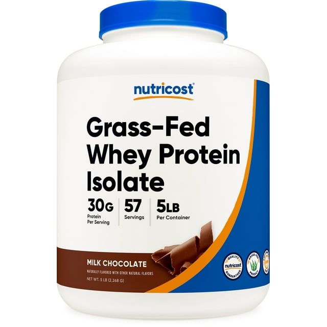 Nutricost Grass Fed Whey Protein Isolate Powder (Chocolate) 5LBS Non GMO
