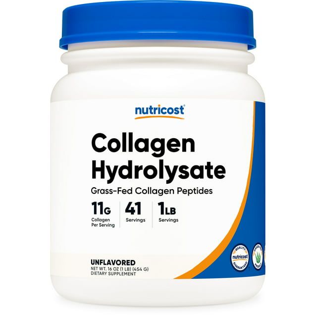 Nutricost Collagen Hydrolysate (Bovine) Powder Grass Fed, 1LB, Supplement