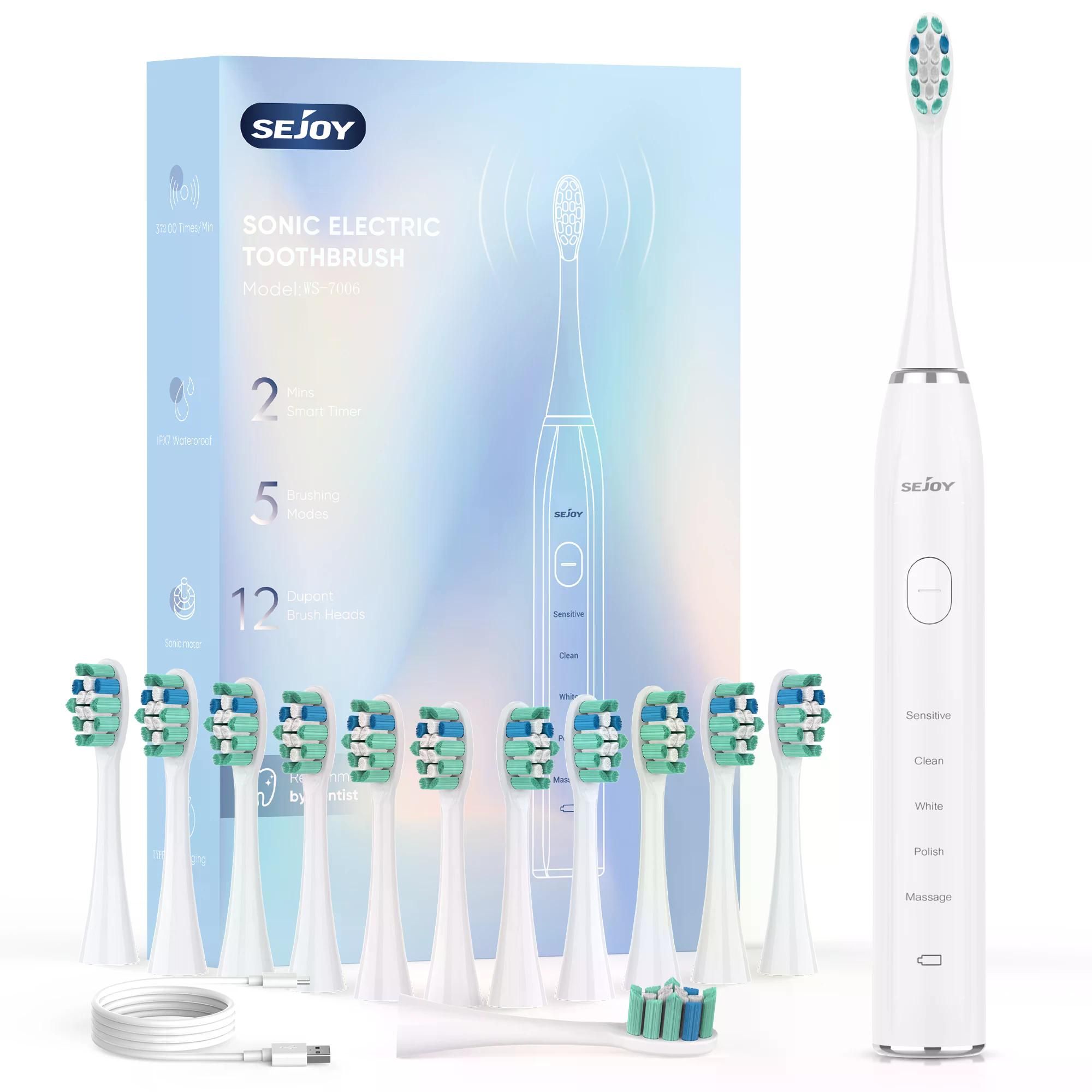 SEJOY Oral Cleaning Electric Tooth Brushes Long Lasting Smart Rechargeable Automatic Ultrasonic Electric Toothbrush