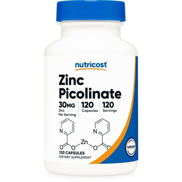 Nutricost Zinc Picolinate 30mg, 120 Capsules Gluten Free & Non GMO Supplement