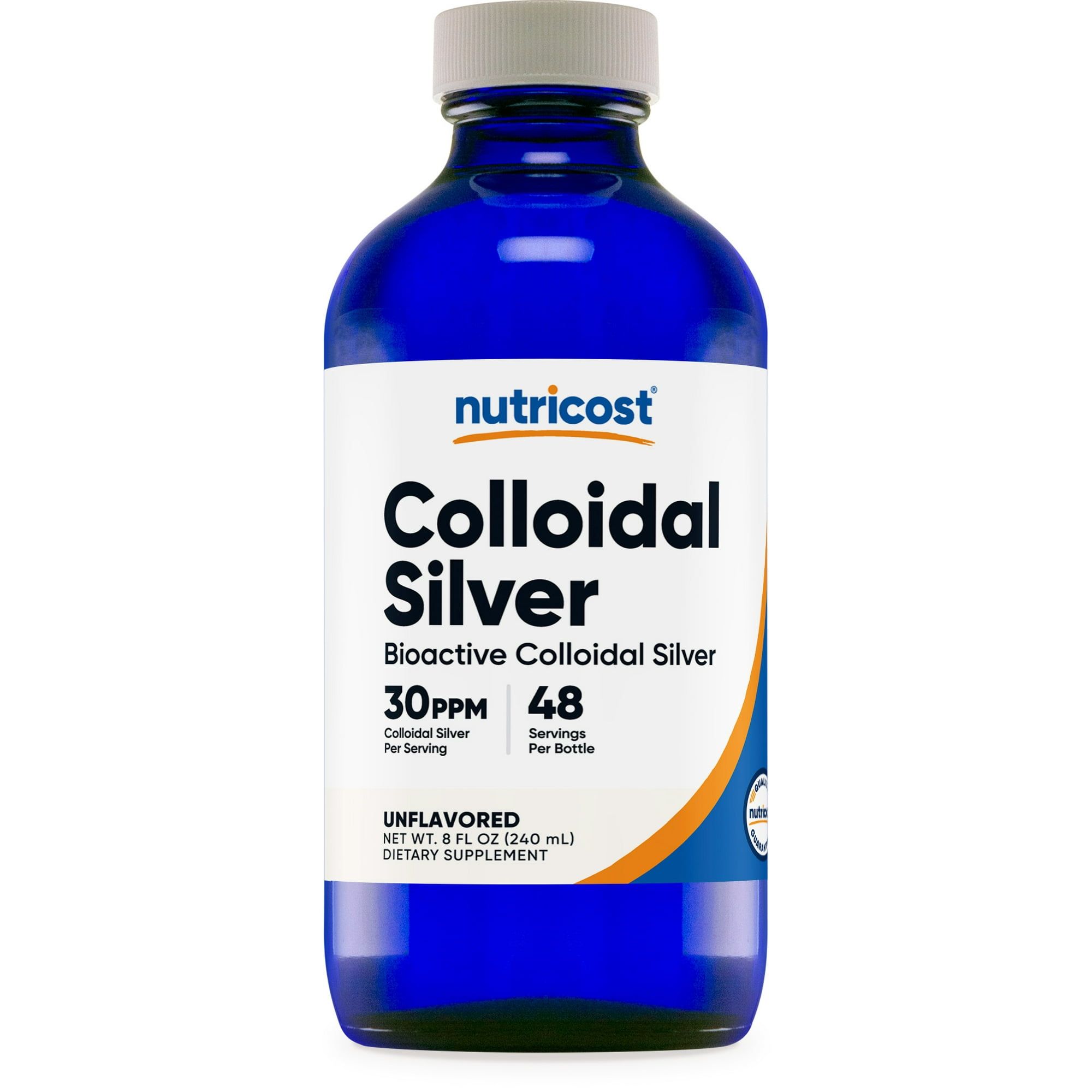 Nutricost Colloidal Silver 8oz 30PPM Glass Bottles, Bio Active Colloidal Silver Supplement