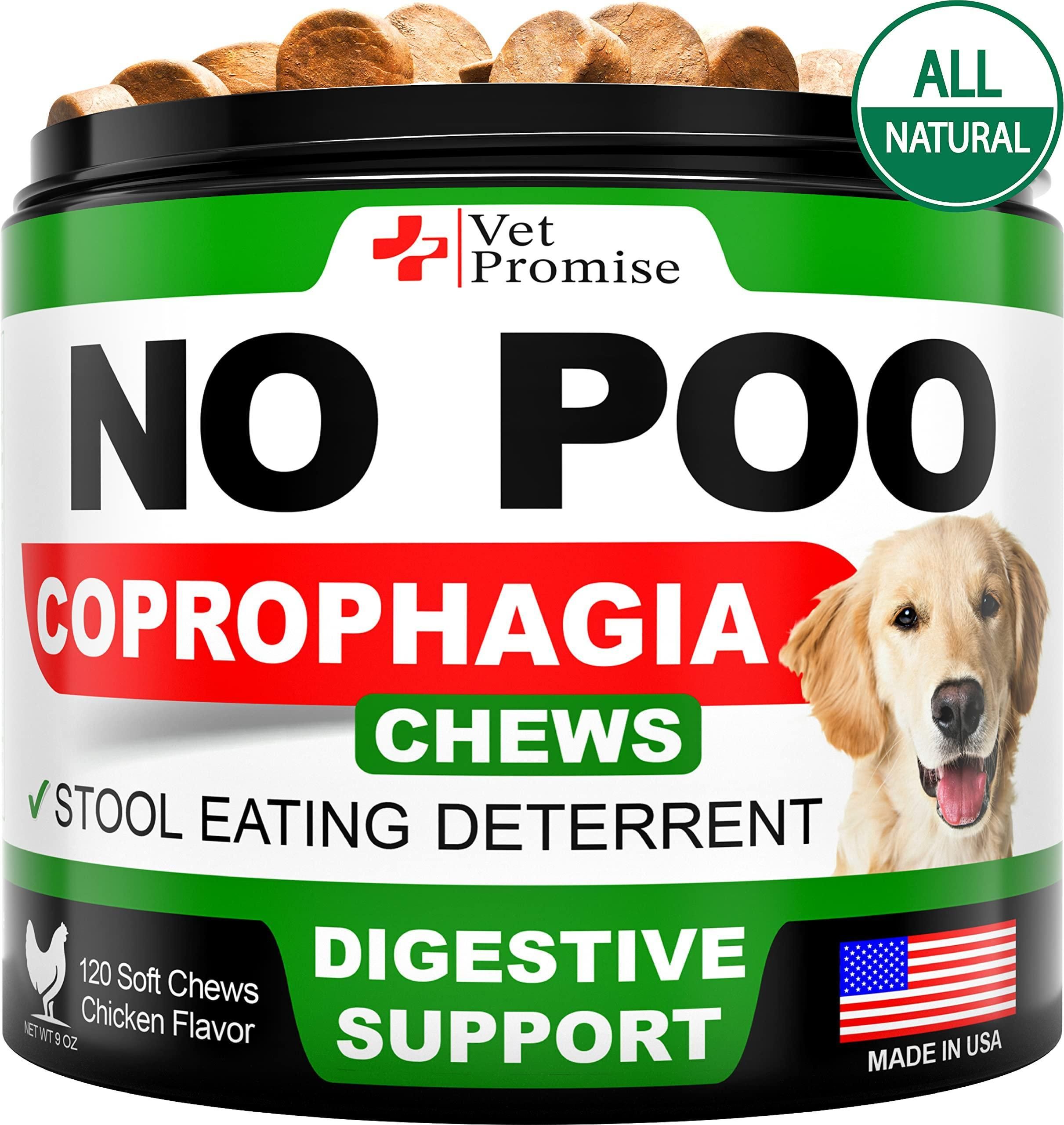 Vet Promise No Poo Chews Coprophagia Stool Eating Deterrent for Dogs Prevent Dog from Eating Poop with Probiotics & Enzymes Forbid for Dogs 120 Soft Treats