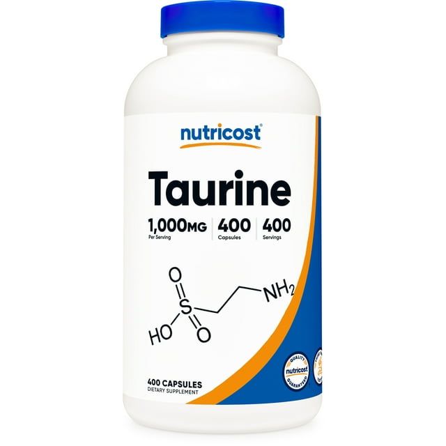 Nutricost Taurine 1000mg, 400 Capsules Non GMO & Gluten Free Supplement