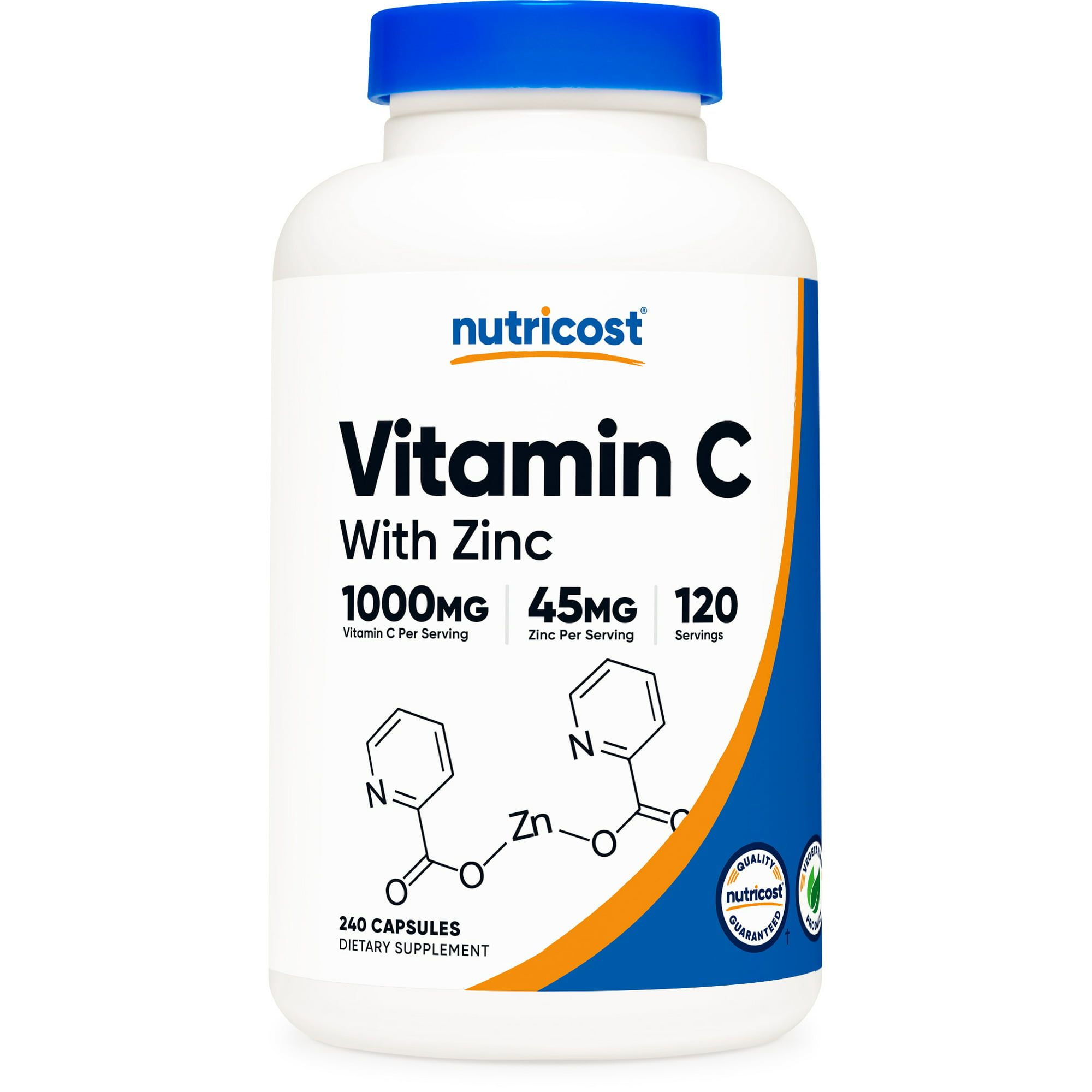 Nutricost Vitamin C with Zinc, 120 Servings Non GMO, Gluten Free Supplement