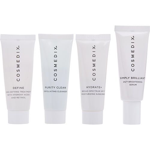 CosMedix Treatment Prep 4 Piece Essentials Kit: Purity Clean + Simply Brillian=t + Define + Hydrate+ 4x15ml/0.5oz