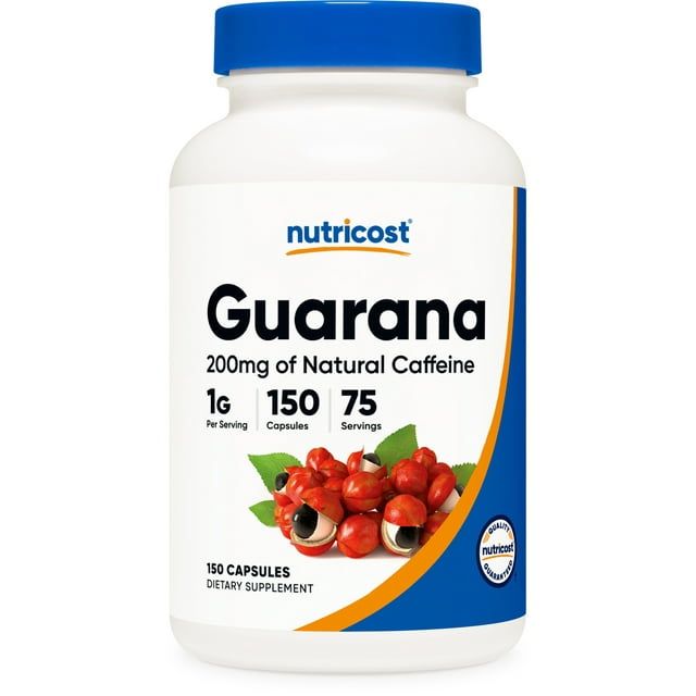 Nutricost Guarana 1000mg, 150 Vegetarian Capsules Vegan Natural Herbal Brazilian Caffeine Supplement