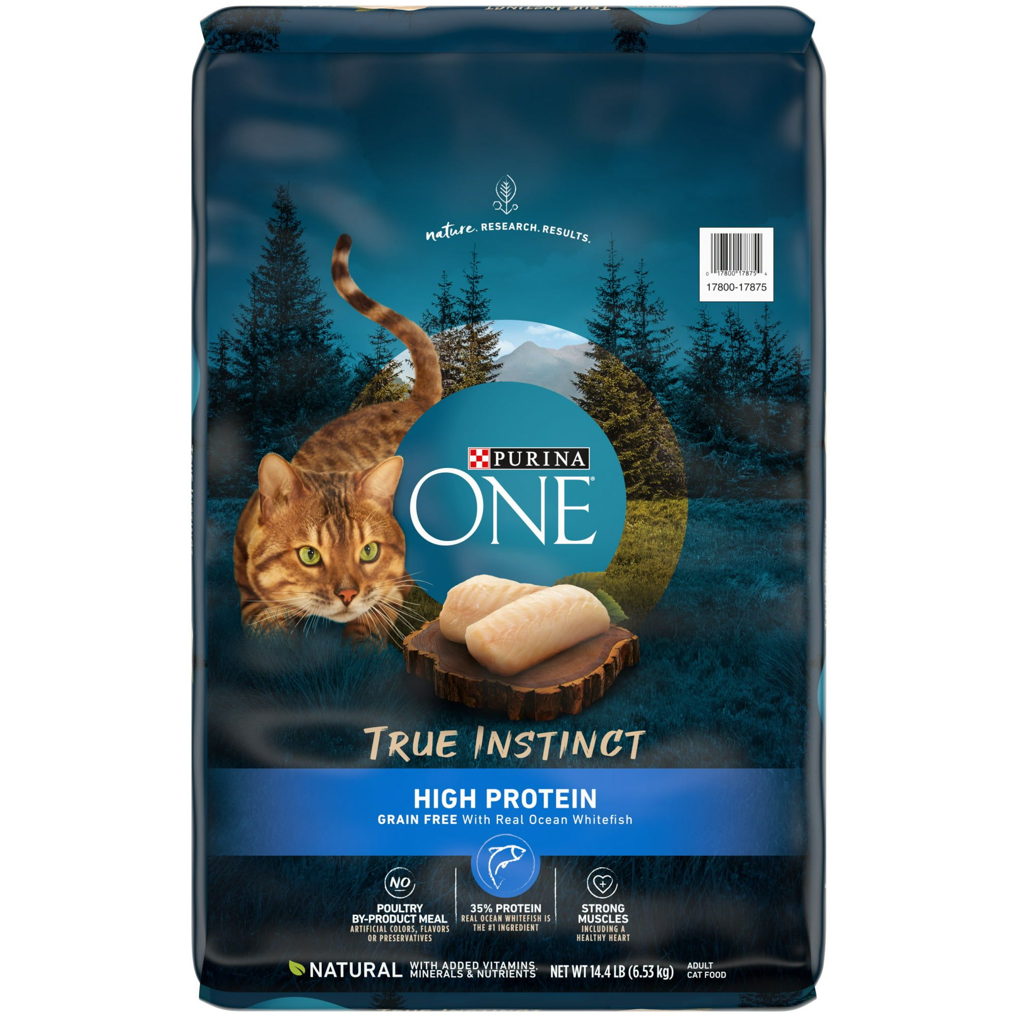 Purina One True Instinct Dry Cat Food Ocean Whitefish, Grain Free, 14.4 lb Bag