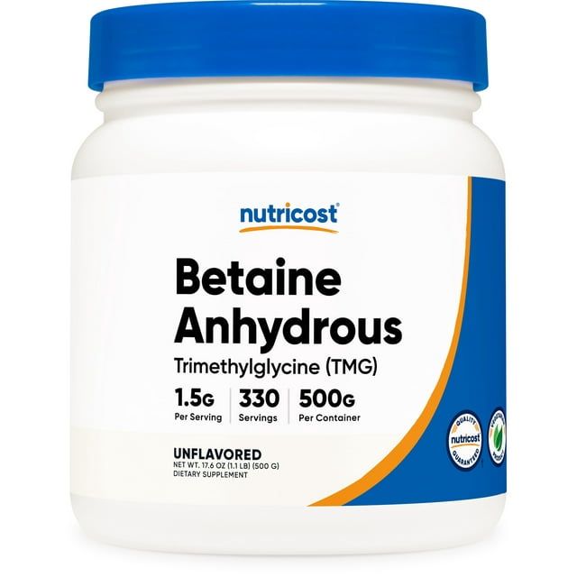 Nutricost Betaine Anhydrous Trimethylglycine (TMG) Powder 500 Grams Amino Acid Supplement