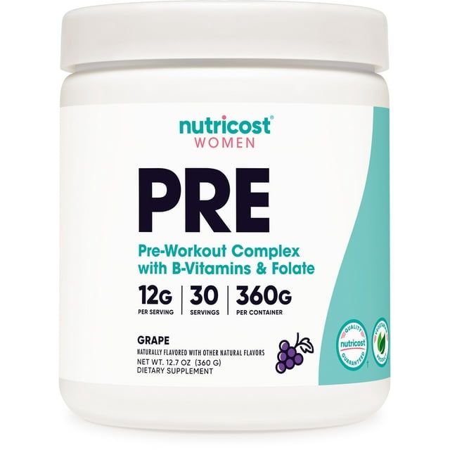 Nutricost Pre Workout Supplement Powder for Women, Grape, 30 Servings
