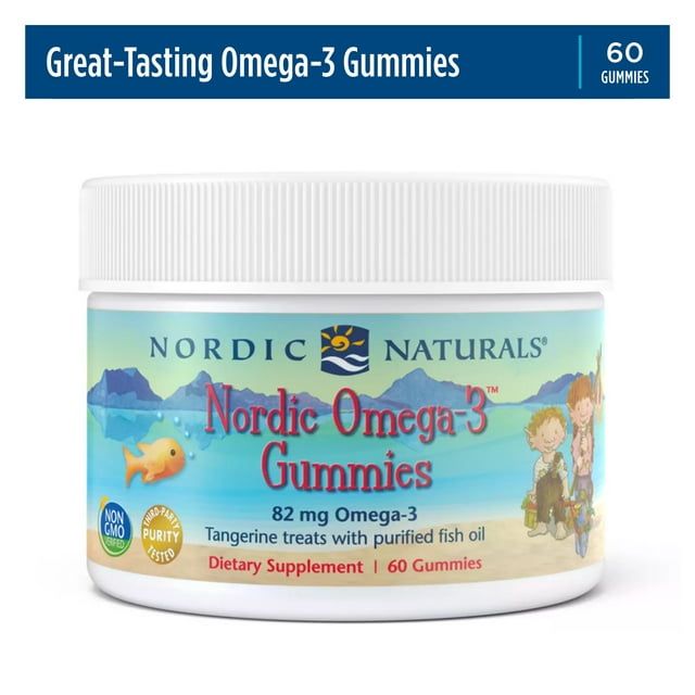 Nordic Naturals Nordic Omega 3 Gummies for Kids, Tangerine, 82 Mg, 60 Ct