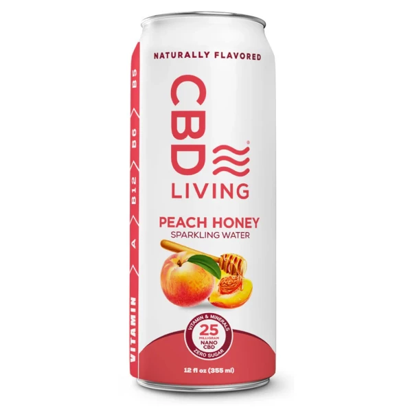 CBD Living CBD Sparkling Water Peach Honey - 12 Pack
