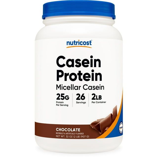 Nutricost Casein Protein Powder 2lb Chocolate 100% Micellar Casein