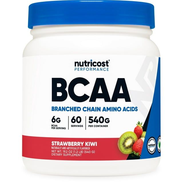 Nutricost BCAA Powder 2:1:1 (Strawberry Kiwi) 60 Servings Non GMO Amino Acid Supplement